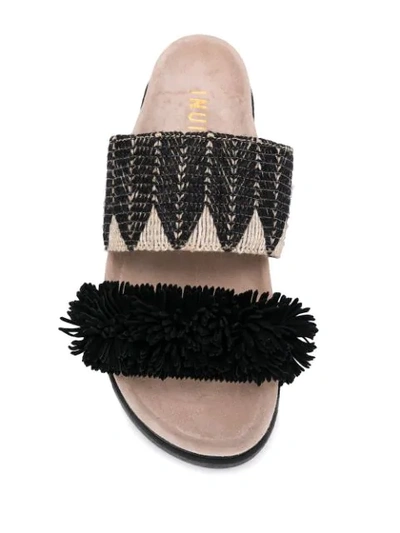 Shop Inuikii Fuzzy Trim Sandals In Black