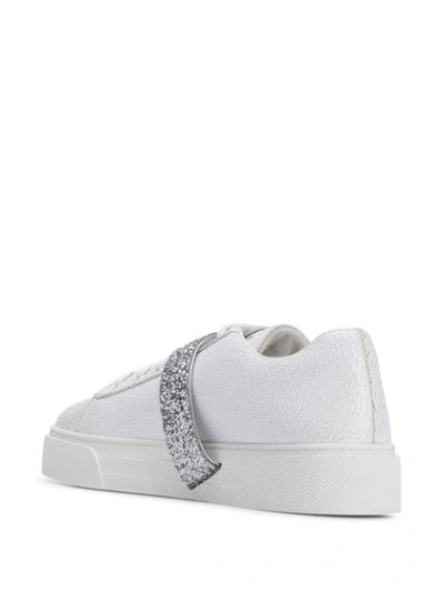 Shop Miu Miu Glitter Strap Sneakers In White