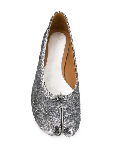 Shop Maison Margiela Tabi Sequin Ballerina Shoes In Silver