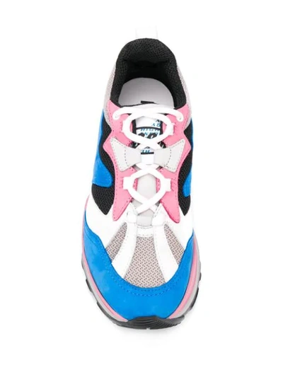 Shop Msgm Attack Colour-block Sneakers In Blue