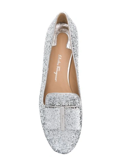 Shop Ferragamo Salvatore  Glitter Bow Pumps - Grey