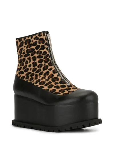 Shop Sacai Leopard Platform Boots In Black