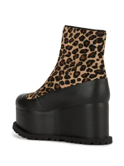 Shop Sacai Leopard Platform Boots In Black