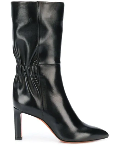 Shop Santoni Mid-calf Gathered Boots In 2cs Black