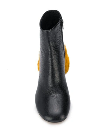 Shop Mm6 Maison Margiela Lamb Fur Heeled Ankle Boots In Black