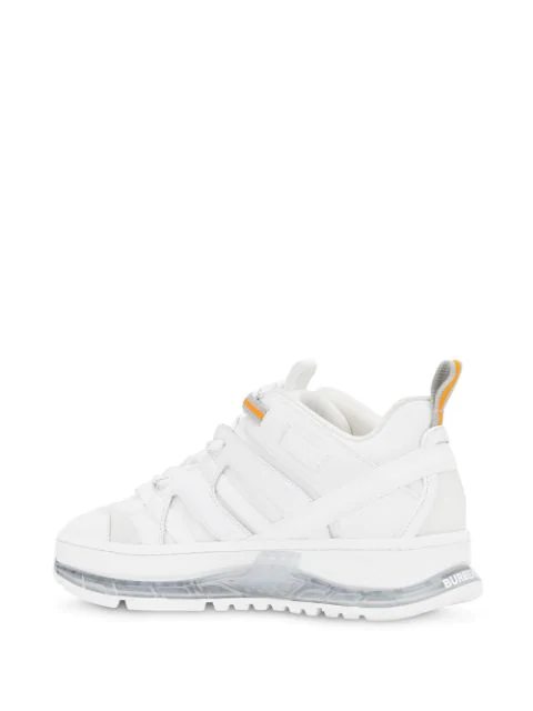 burberry metallic leather and nylon union sneakers