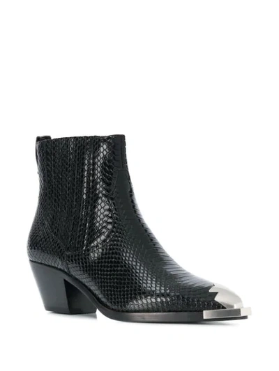 Shop Ash Floyd Snake-pattern Ankle Boots In Black