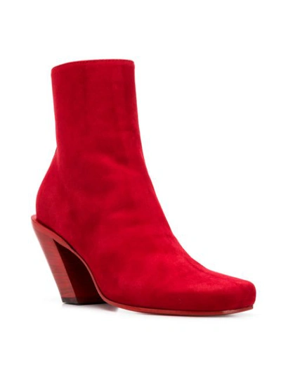 Shop Ann Demeulemeester Tilted Heel Ankle Boots - Red