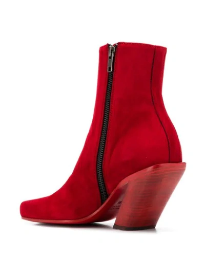 Shop Ann Demeulemeester Tilted Heel Ankle Boots - Red