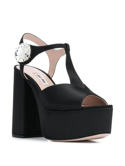 Shop Miu Miu Crystal Embellished Platform Sandals In Black