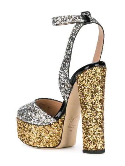 Shop Giuseppe Zanotti Design Lavinia Glitter Sandals - Metallic