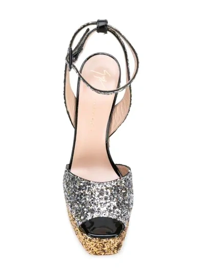 Shop Giuseppe Zanotti Design Lavinia Glitter Sandals - Metallic