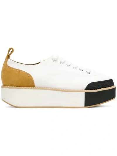 Shop Flamingos Block Heel Lace-up Sneakers - White