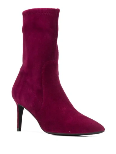 Shop Stuart Weitzman Leather Ankle Boots In Red