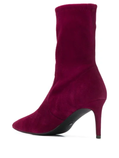 Shop Stuart Weitzman Leather Ankle Boots In Red