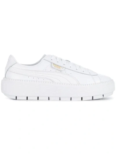 Puma Women's Trace Ostrich-embossed Leather Lace Up Platform Sneakers In  White | ModeSens