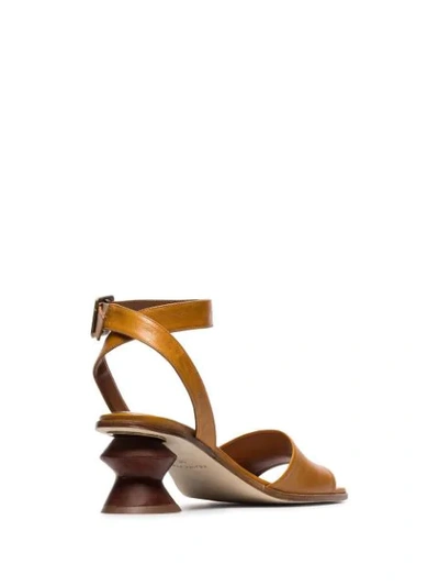 Shop Rejina Pyo Sonny 20 Leather And Curved Wood Heel Sandals In Brown