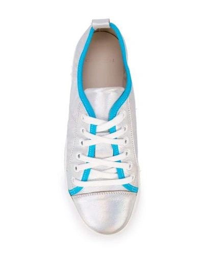 Shop Carven Lace Up Sneakers In Silver