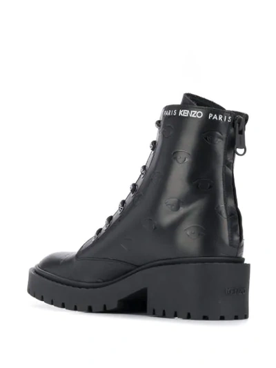 Shop Kenzo Eye Embossed Ankle Boots In Black