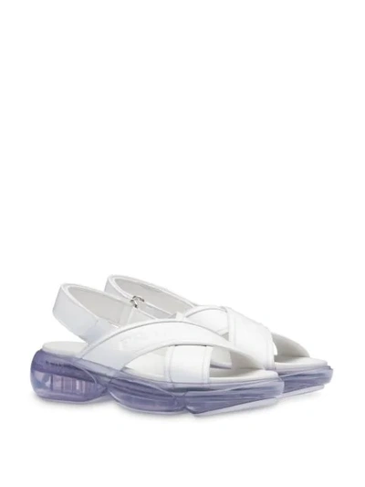 Shop Prada Cloudbust Brushed Leather Sandals In Weiss