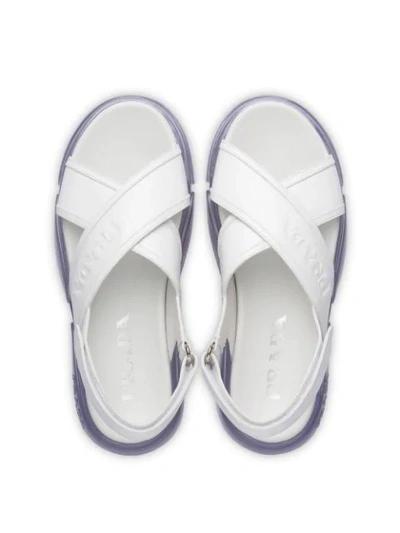 Shop Prada Cloudbust Brushed Leather Sandals In Weiss