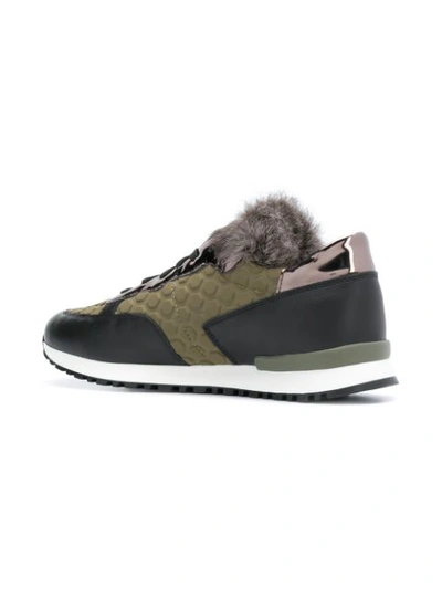 Shop Pollini Panelled Lace-up Sneakers - Green