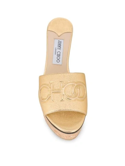Shop Jimmy Choo Deedee 80 Wedge Sandals In Gold