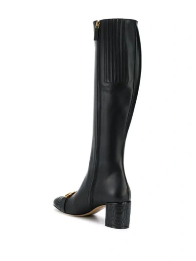 Shop Ferragamo Quilted Gancini Boots In Black