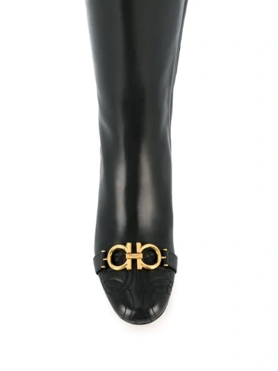Shop Ferragamo Quilted Gancini Boots In Black