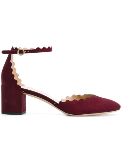 Shop Chloé Lauren Ankle Strap Pumps - Red