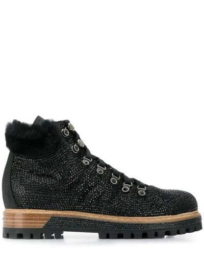 Shop Le Silla Crystal Embellished Boots In Black