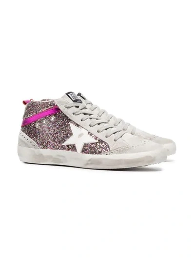 Shop Golden Goose Rainbow Glitter Suede Hi-tops In Grey