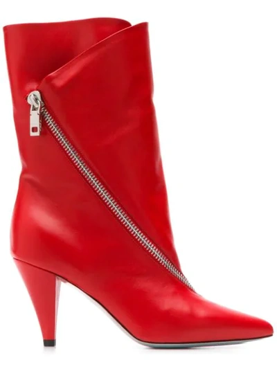 Shop Givenchy Zipped Mid-heel Boots In Red