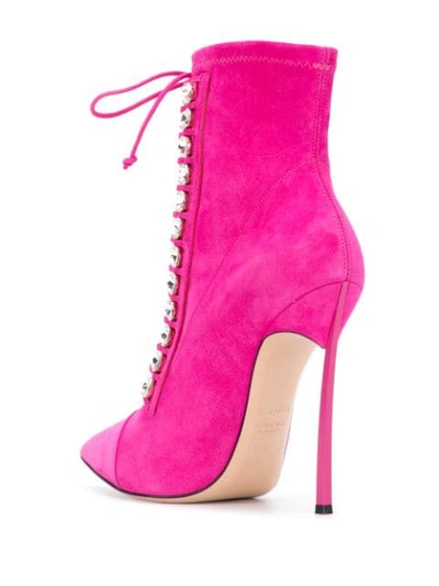 Shop Casadei Crystal-embellished Ankle Boots In Pink