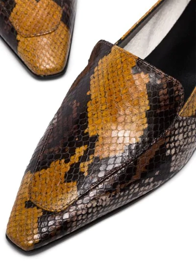 Shop Aeyde Aurora Snake-effect Flat Loafers In Brown