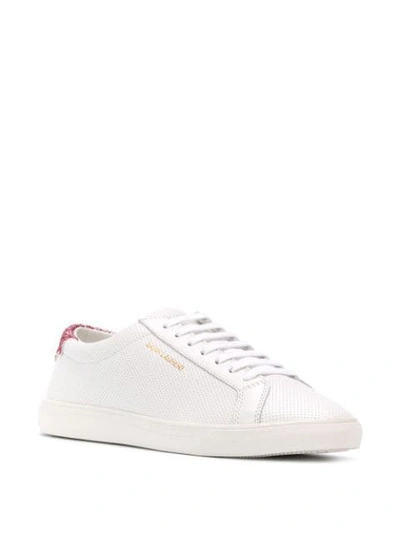 Shop Saint Laurent Andy Sequin Heel Sneakers In White