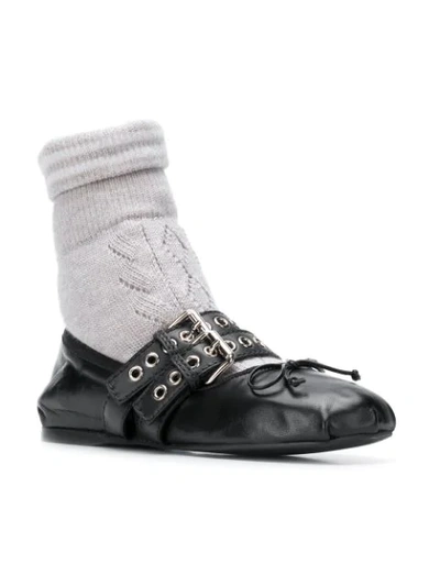 Shop Miu Miu Sock Ballerina Flats - Black