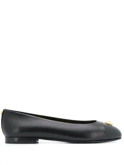 Shop Versace Medusa Motif Ballerinas In Black