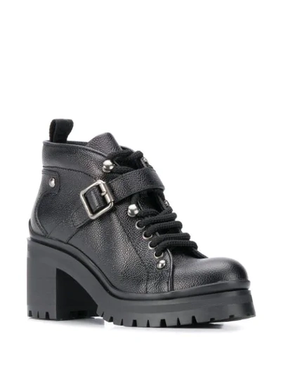 Shop Miu Miu Buckled Mid-heel Boots In Black