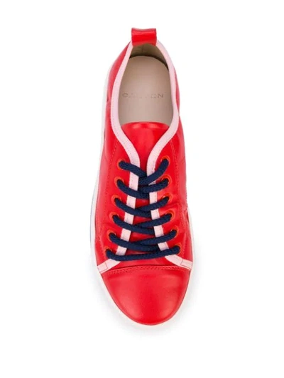 Shop Carven Lace Up Sneakers In Red