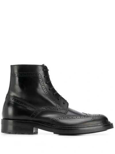 Shop Saint Laurent Army Brogue Detail Boots In Black