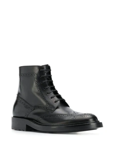 Shop Saint Laurent Army Brogue Detail Boots In Black