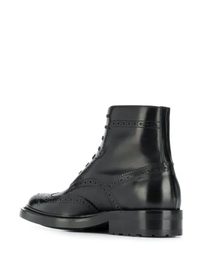 Shop Saint Laurent Army Brogue Detail Boots In Black