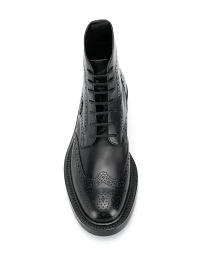Shop Saint Laurent Army Brogue Detail Boots In Black