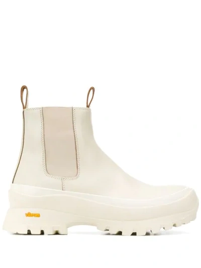 Shop Jil Sander Round Slip-on Boots In White