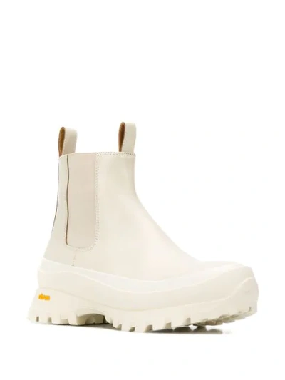 Shop Jil Sander Round Slip-on Boots In White