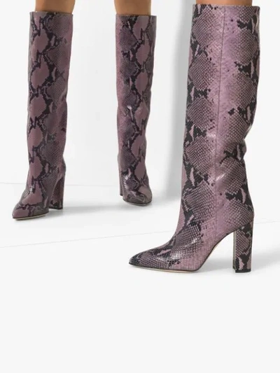 Shop Paris Texas Snake-effect 100mm Boots In Pink