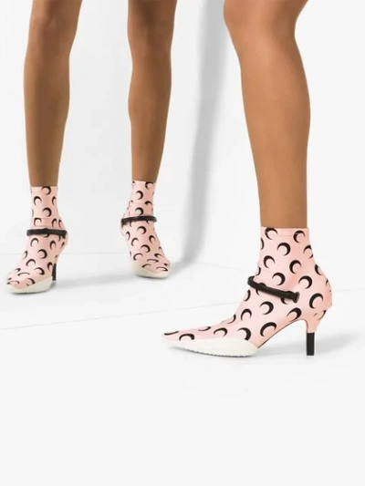 Shop Marine Serre 50mm Moon Print Ankle Boots In Neutrals