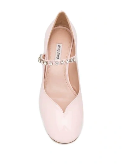 Shop Miu Miu Embellished Strap Pumps In Pink