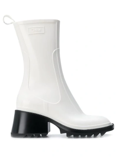 Shop Chloé Betty Chunky Platform Boots In White